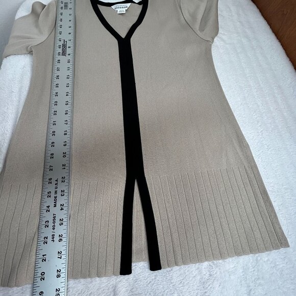 Exclusively Misook Womens Beige Knit V-Neck Tunic Sweater Small Pullover Casual - Picture 7 of 7